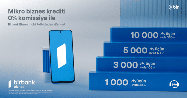 10 000 AZN kredit g&ouml;t&uuml;r, aylıq cəmi 350 manat &ouml;də &ndash; Birbank Biznes-dən sərfəli kredit kampaniyası