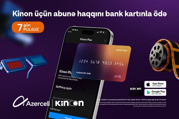 &ldquo;Kinon&rdquo; abunəliyini bank kartı ilə &ouml;dəmək m&uuml;mk&uuml;nd&uuml;r
