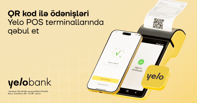 Yelo Bank-da innovativ QR ilə &ouml;dəniş aktivdir!