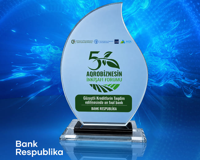 Bank Respublika “Güzəştli kreditlərin təqdim olunmasında ən fəal bank” seçildi!